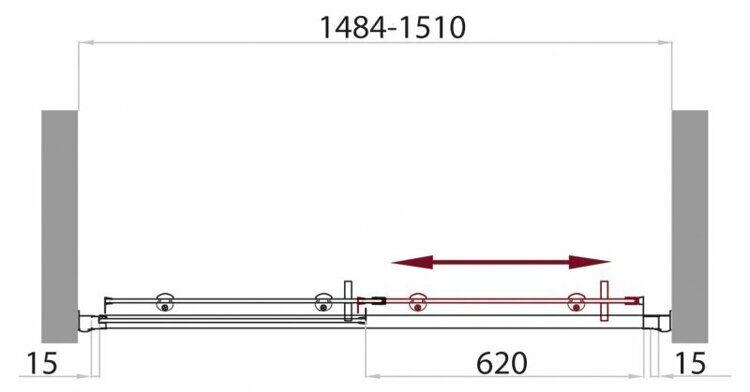 Дверь в нишу BELBAGNO UNO-195-BF-1 1500 x 1950 стекло рифлёное, профиль хром  UNO-195-BF-1-150-P-Cr