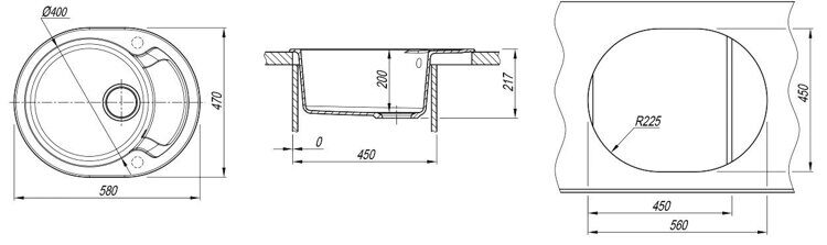 Кухонная мойка Dr. Gans Берта 580, овальная, 580х470 мм, терра