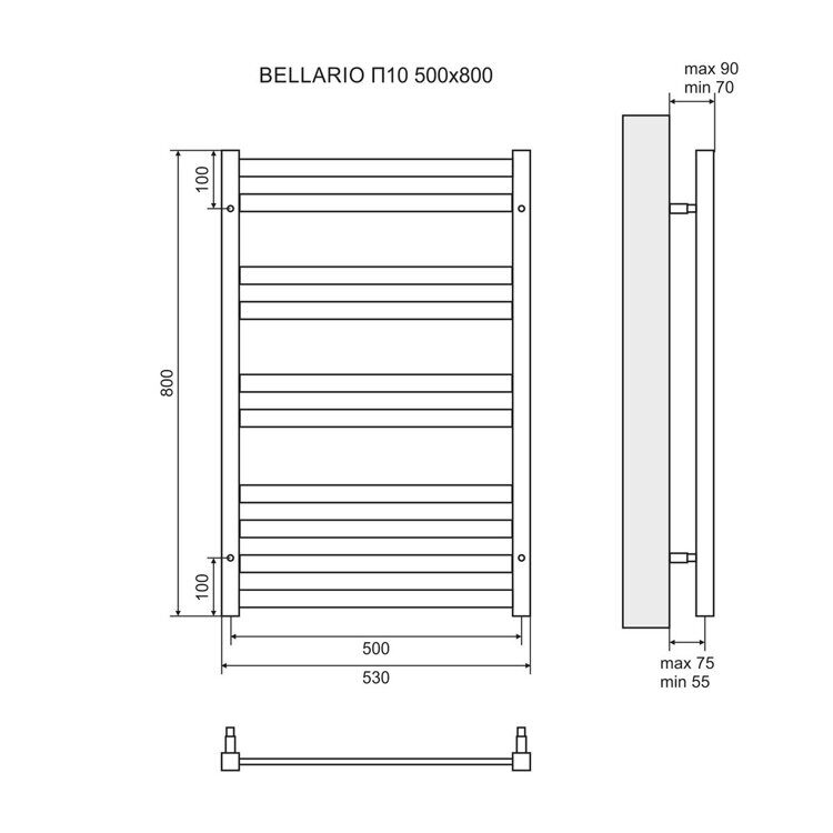 Полотенцесушитель Lemark Bellario П10 500x800 электрический левый/правый LM68810E