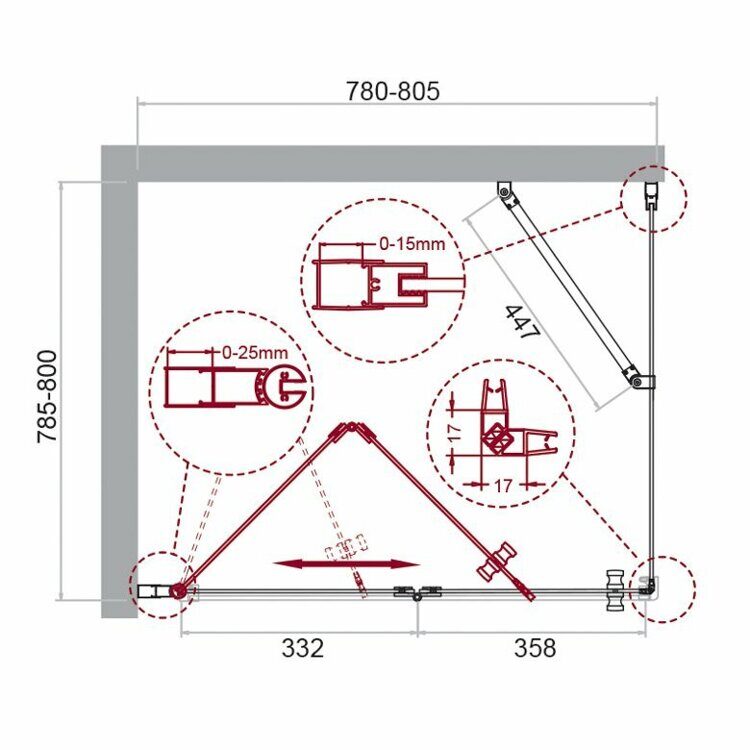 Душевой уголок BELBAGNO ALBANO-AS-1 800x800x1950 прозрачное/хром ALBANO-AS-1-80-C-Cr