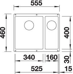 Гранитная мойка Blanco SUBLINE 340/160-U SILGRANIT PuraDur белый (чаша слева) с отв.арм. InFino 523552