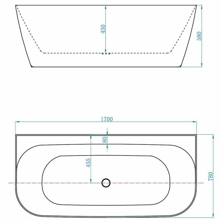 Ванна пристенная Allen Brau Priority 170 х 78 см., акриловая, белый матовый / антрацит  2.31003.21/AM