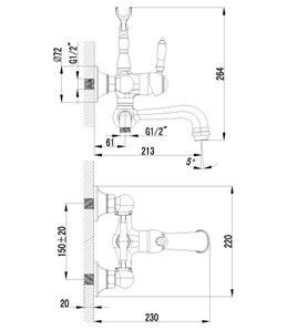 Cмеситель для ванны (латунь с покрытием - бронза) картридж 35 мм Sedal Lemark LM4812B