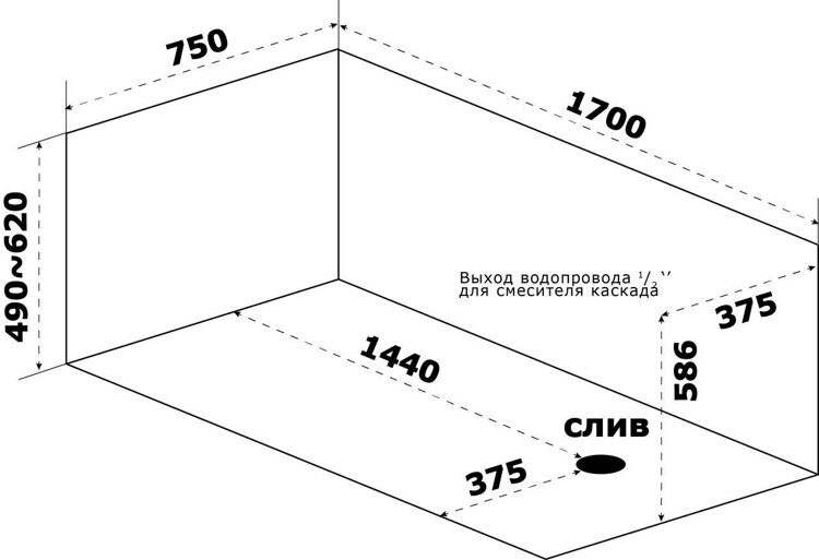 Ванна акриловая Тенза 170х75 Azario