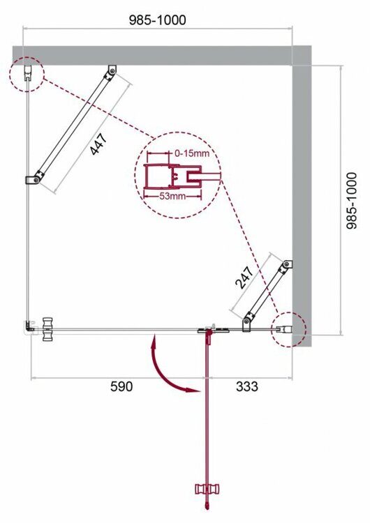 Душевой уголок BELBAGNO KRAFT-A-12 1000x1000x1950 прозрачный/хром KRAFT-A-12-100-C-Cr-R