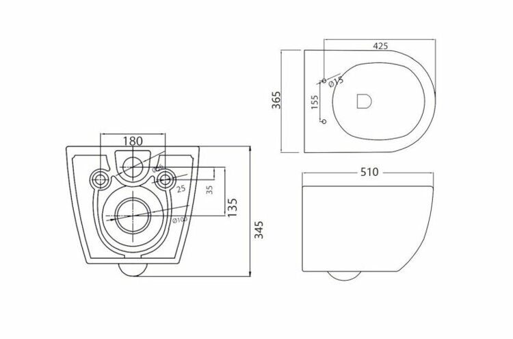 Унитаз Cezares STYLUS-TOR подвесной 51х36 см, безободковый, система смыва TORNADO, с крышкой-сиденьем микролифт CZR-6601-TH-TOR CZR-2011-SC