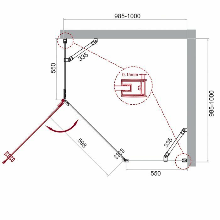 Душевой уголок BELBAGNO KRAFT-P-1 1000x1000x1950 прозрачный/хром KRAFT-P-1-100-C-Cr-L