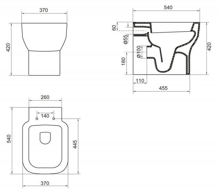 Унитаз приставной Belbagno VASO безободковый крышка-сиденье микролифт BB127CB BB127SC