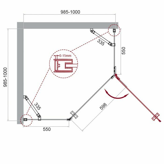 Душевой уголок BELBAGNO KRAFT-P-1 1000x1000x1950 прозрачный/хром KRAFT-P-1-100-C-Cr-R