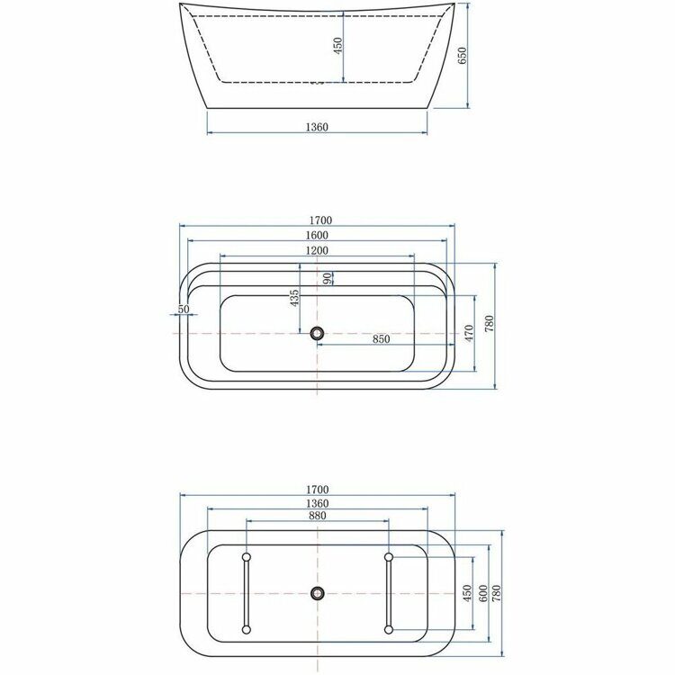 Ванна отдельностоящая Allen Brau Infinity 170 х 78 см., акриловая, белый матовый  2.21002.21