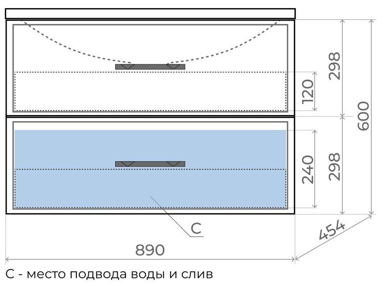 Тумба c раковиной Uperwood Foster 90 см, подвесная, черная 291020518 291020343